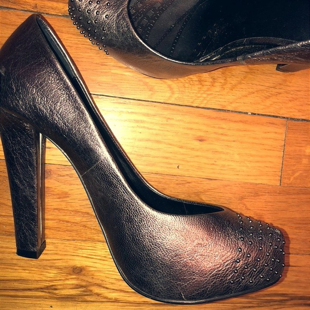 Dolce Vita Silver High Heel Studded Pumps New
